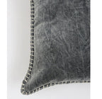 Stonewashed Cotton Velvet Throw Pillow With Decorative Handstiched Edges-19X19 Inch