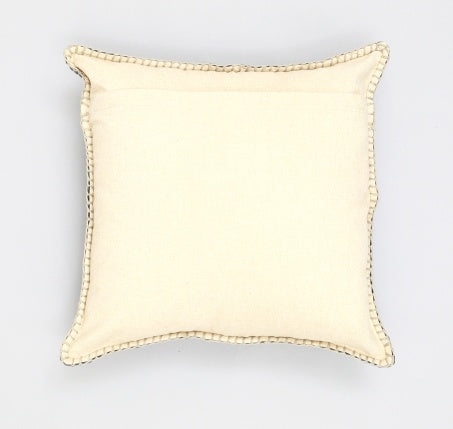 Stonewashed Cotton Velvet Throw Pillow With Decorative Handstiched Edges-19X19 Inch