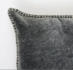 Stonewashed Cotton Velvet Throw Pillow With Decorative Handstiched Edges-19X19 Inch