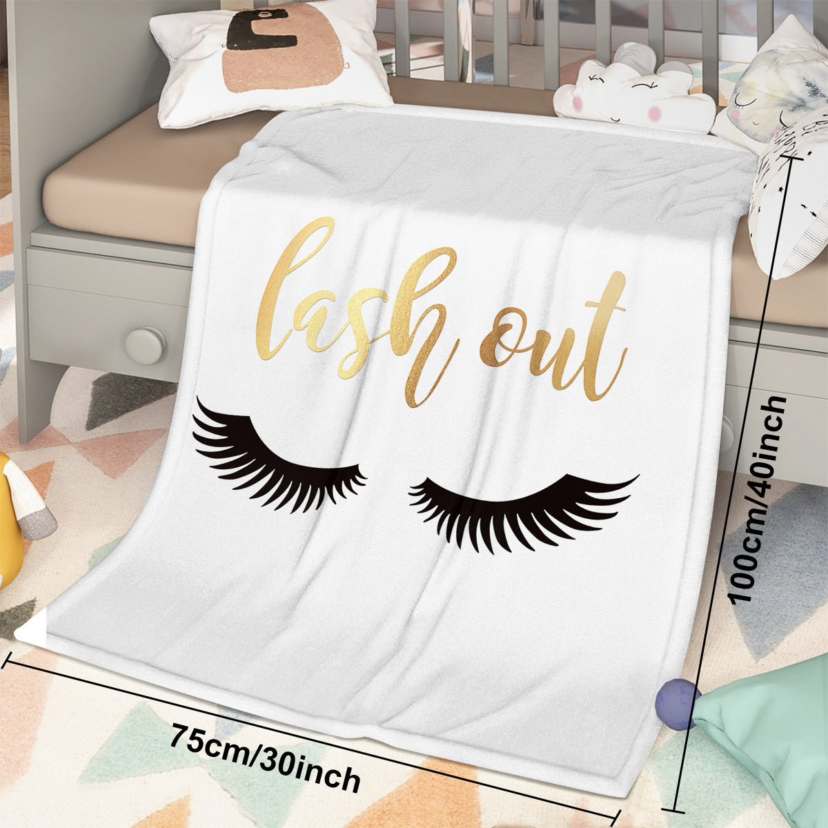 Long Eyelashes Printed Throw Blanket Plush Fluffy Flannel Fleece Blanket Soft Throws For Sofa Couch And Bed 30x40 50x60 60x80