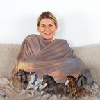 3D Horse Printed Flannel Throw Blanket For Girls Women Running Horse Throw Blanket Fleece Blankets With Horses On Them Flannel Blanket Cool Horse Soft Plush Blanket For Couch Bed 130X150cm 150X200cm