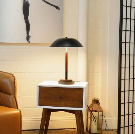 High Quality Hotel European Modern Bedside Nightstand Decorative Led Table Desk Lamp, Cosmiclume Black Umbrella Shaped Table Lamp - Walnut - Bronze 110V