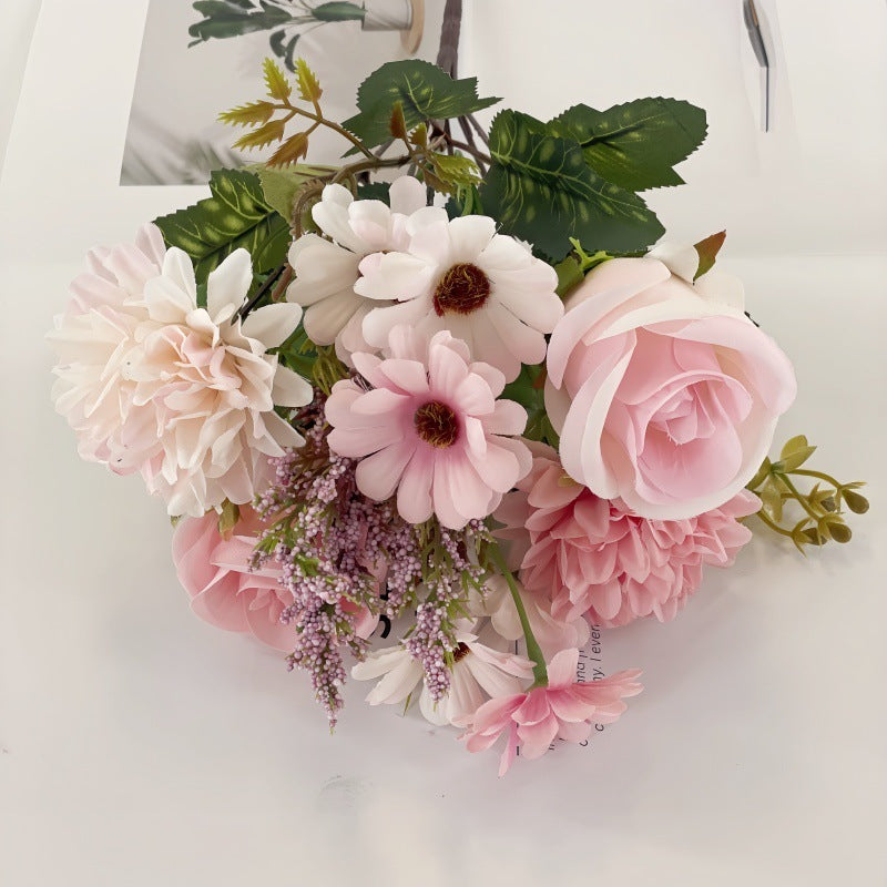Autumn Hydrangea Bridal Bouquet Rose Dried Flower Silk Flower