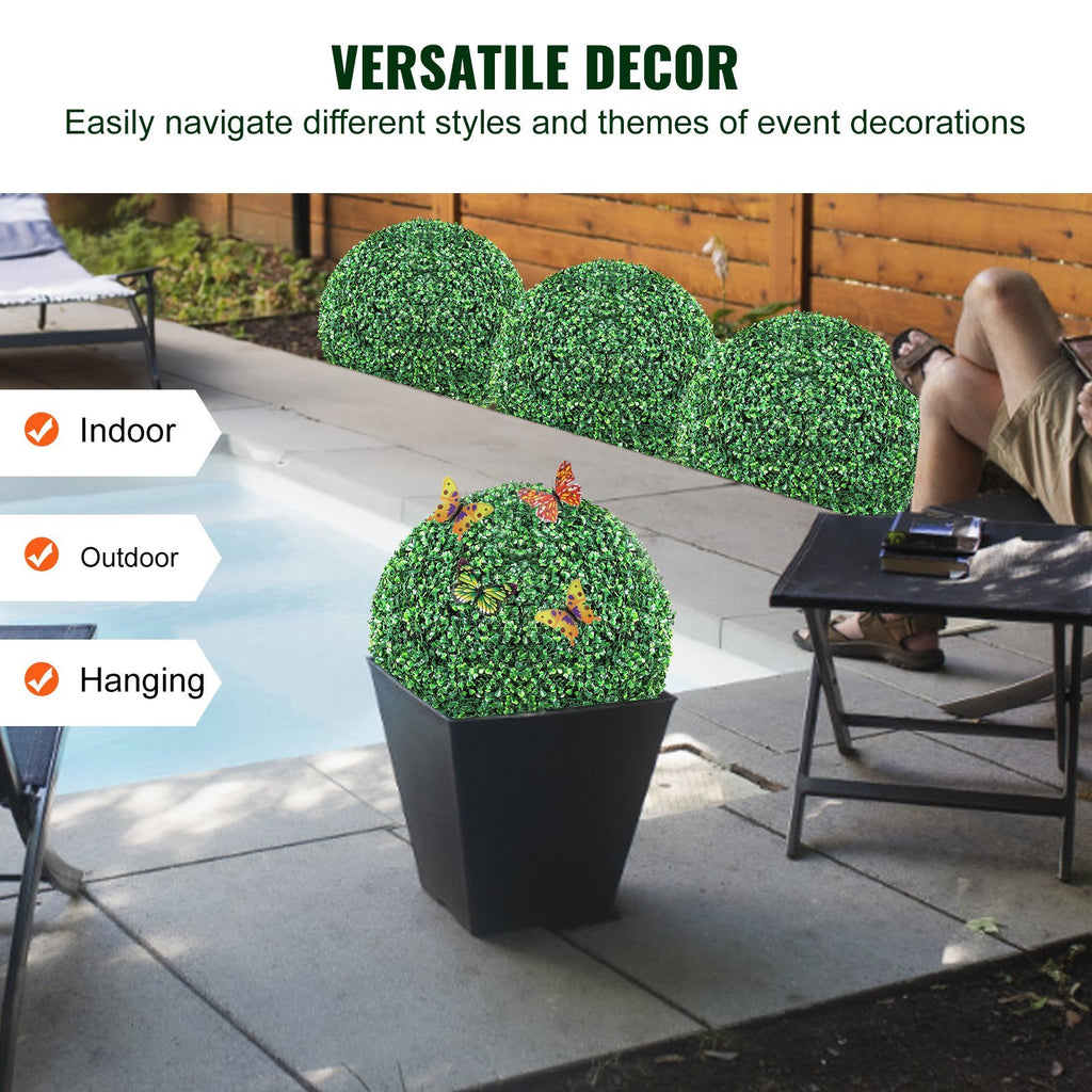Artificial Topiary Boxwood Trees, Ball-Shape Faux Topiary Plant, All-year Green Faux Plant Decorative Balls Balcony, Garden, Wedding, And Home