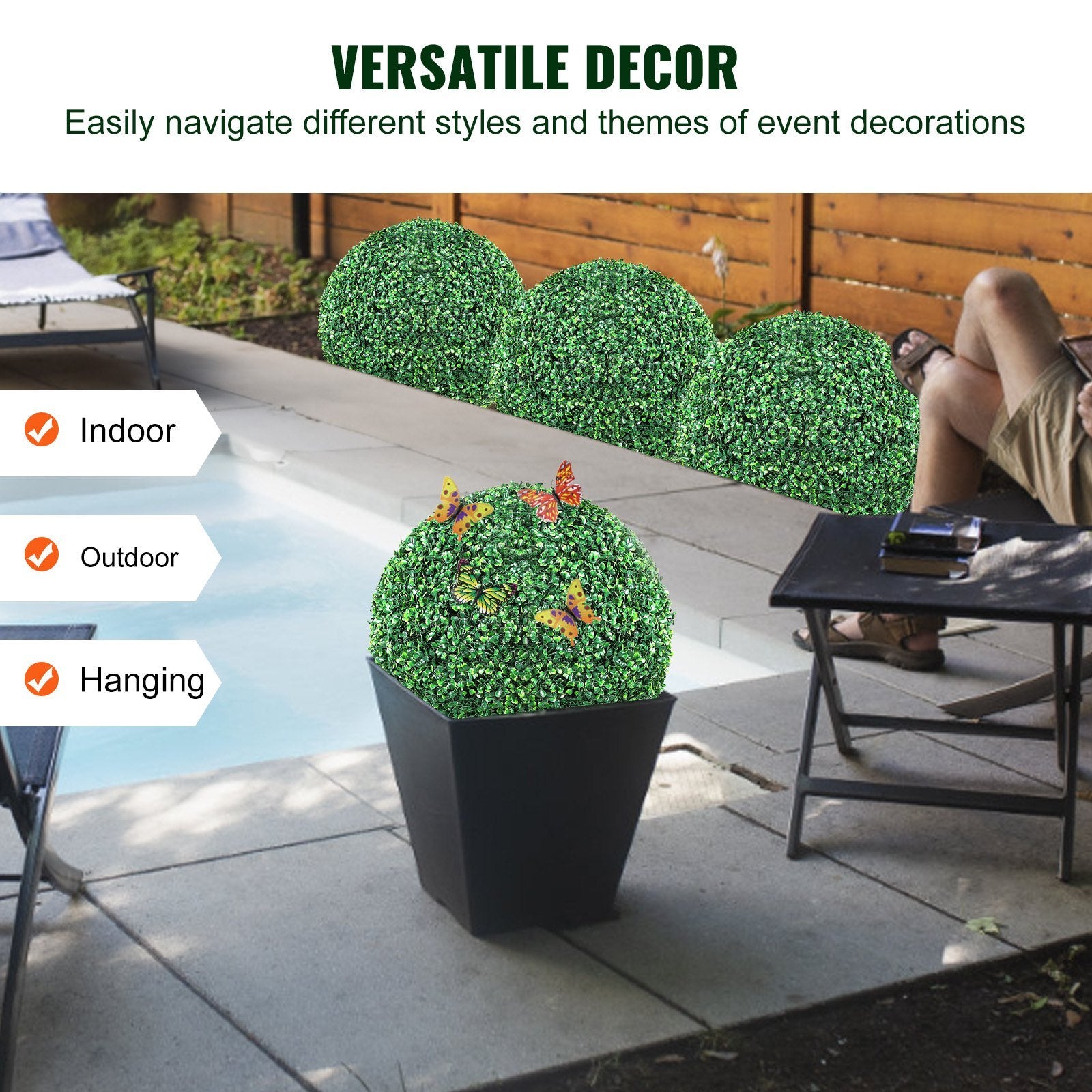 Artificial Topiary Boxwood Trees, Ball-Shape Faux Topiary Plant, All-year Green Faux Plant Decorative Balls Balcony, Garden, Wedding, And Home