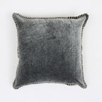 Stonewashed Cotton Velvet Throw Pillow With Decorative Handstiched Edges-19X19 Inch