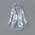 Autumn and Winter Jacket Printed Hooded Wool Liner Knit Midi Length