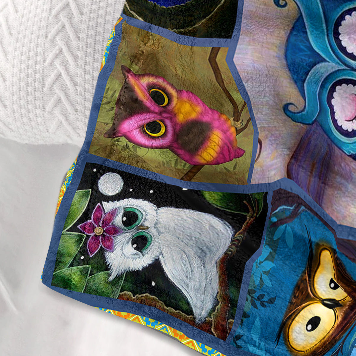 Moon Owl Flannel Fleece Blanket Cozy Fuzzy Warm Flannel Blanket Cute Night Owl Blanket Soft Plush Throw Blanket For Owl Lovers 30x40 Inches 50x60 Inches 60x80 Inches
