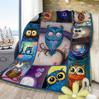 Moon Owl Flannel Fleece Blanket Cozy Fuzzy Warm Flannel Blanket Cute Night Owl Blanket Soft Plush Throw Blanket For Owl Lovers 30x40 Inches 50x60 Inches 60x80 Inches