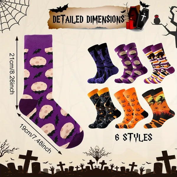 Halloween Christmas Socks For Men Women Girls Funny Pumkin Spider Black Cat Cotton Sock Set