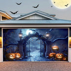 Halloween Garage Door Cover 7X16 Ft - Outdoor Decor for Parties and Photos