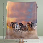 3D Horse Printed Flannel Throw Blanket For Girls Women Running Horse Throw Blanket Fleece Blankets With Horses On Them Flannel Blanket Cool Horse Soft Plush Blanket For Couch Bed 130X150cm 150X200cm