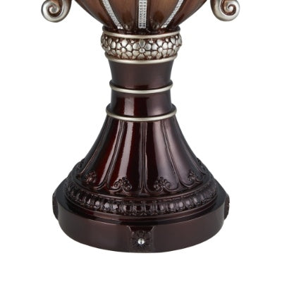 17.5 Tall  Delicata Urn-Shaped Decorative Vase, Bronze With Silver Accents