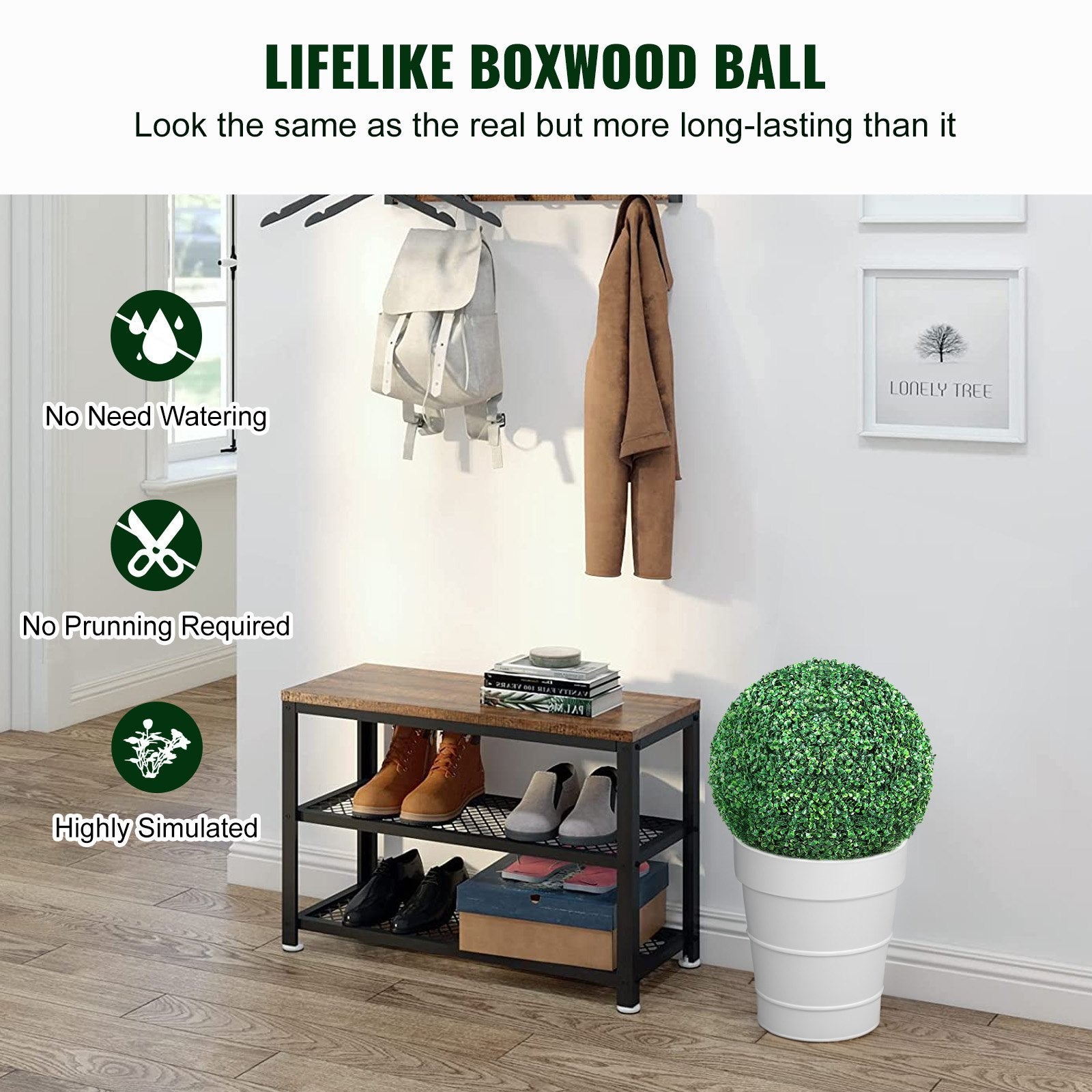 Artificial Topiary Boxwood Trees, Ball-Shape Faux Topiary Plant, All-year Green Faux Plant Decorative Balls Balcony, Garden, Wedding, And Home