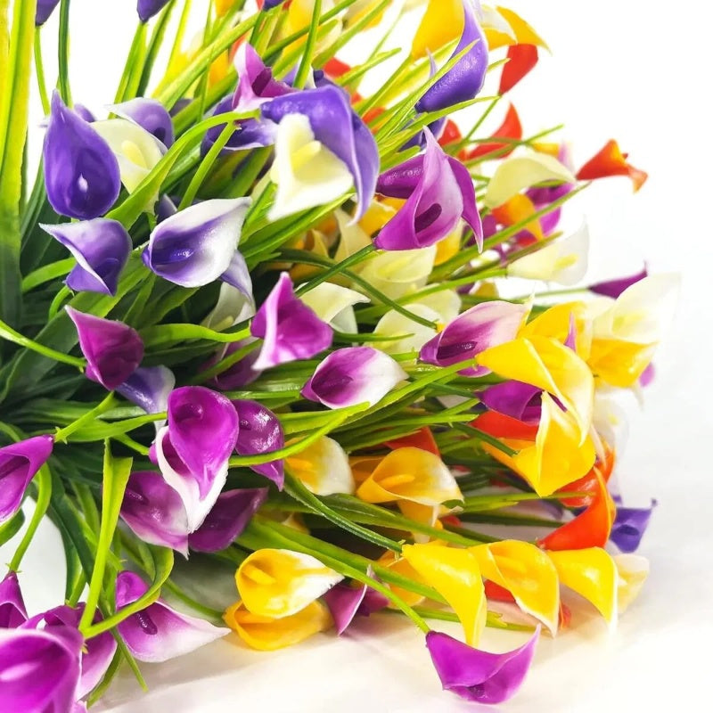 5 Bundles Artificial Calla Lily Realistic UV Resistant Fake Flowers Faux Plastic Long Stem Plants For Indoor Planter Home Porch Yard Spring Summer Cemetery Decor