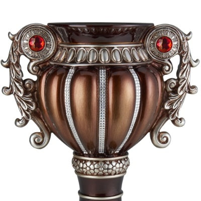 17.5 Tall  Delicata Urn-Shaped Decorative Vase, Bronze With Silver Accents