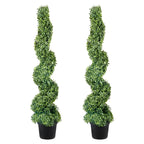 2 Pcs. Artificial Boxwood Tower Topiary Spiral Artificial Plant 122cm High Decorative Plant Green Plastic PE Iron Topiary Plants Incl. 10 Pcs. Replacement Leaves