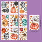9 Sheets Fall Window Clings 98PCS Thanksgiving Window Stickers Pumpkin Maple Leaf Double Sided Static Window Decals For Autumn Party Supplies
