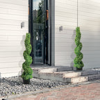 2 Pcs. Artificial Boxwood Tower Topiary Spiral Artificial Plant 122cm High Decorative Plant Green Plastic PE Iron Topiary Plants Incl. 10 Pcs. Replacement Leaves