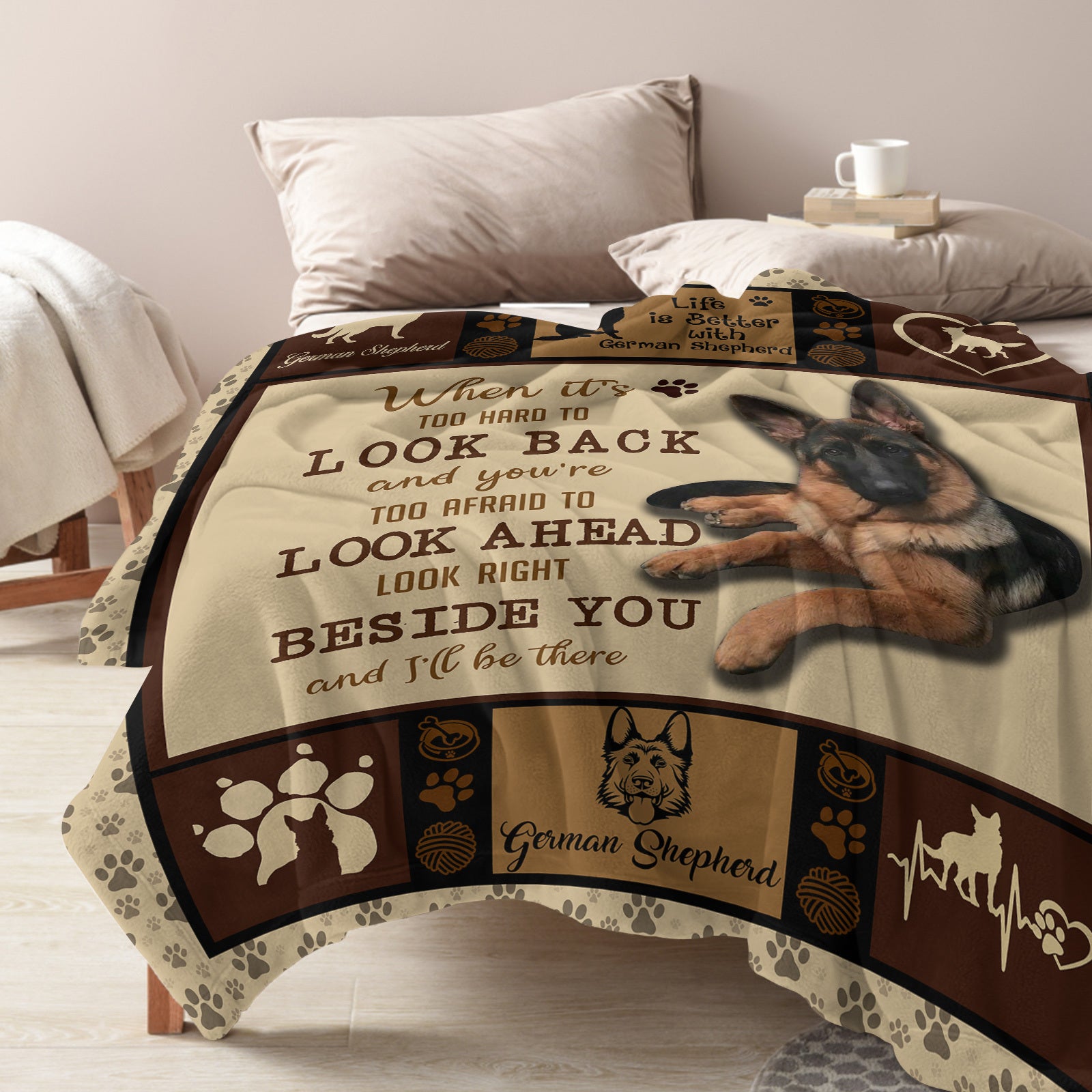 German Shepherd Dog Flannel Fleece Throw Blanket, Soft German Shepherd Dog Blanket For Bed Couch 50x60