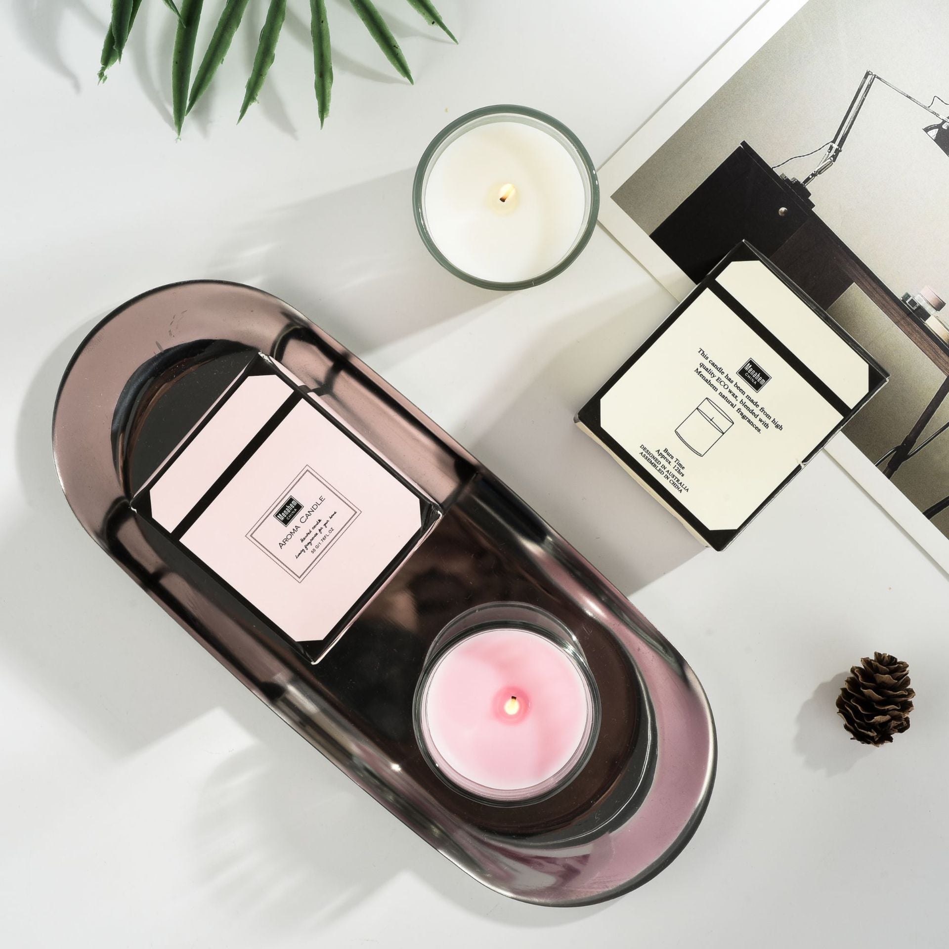 Plant Candles Aromatherapy Glass Romantic Fragrance - Echoes of Comfort
