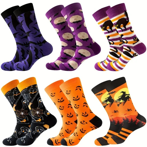 Halloween Christmas Socks For Men Women Girls Funny Pumkin Spider Black Cat Cotton Sock Set