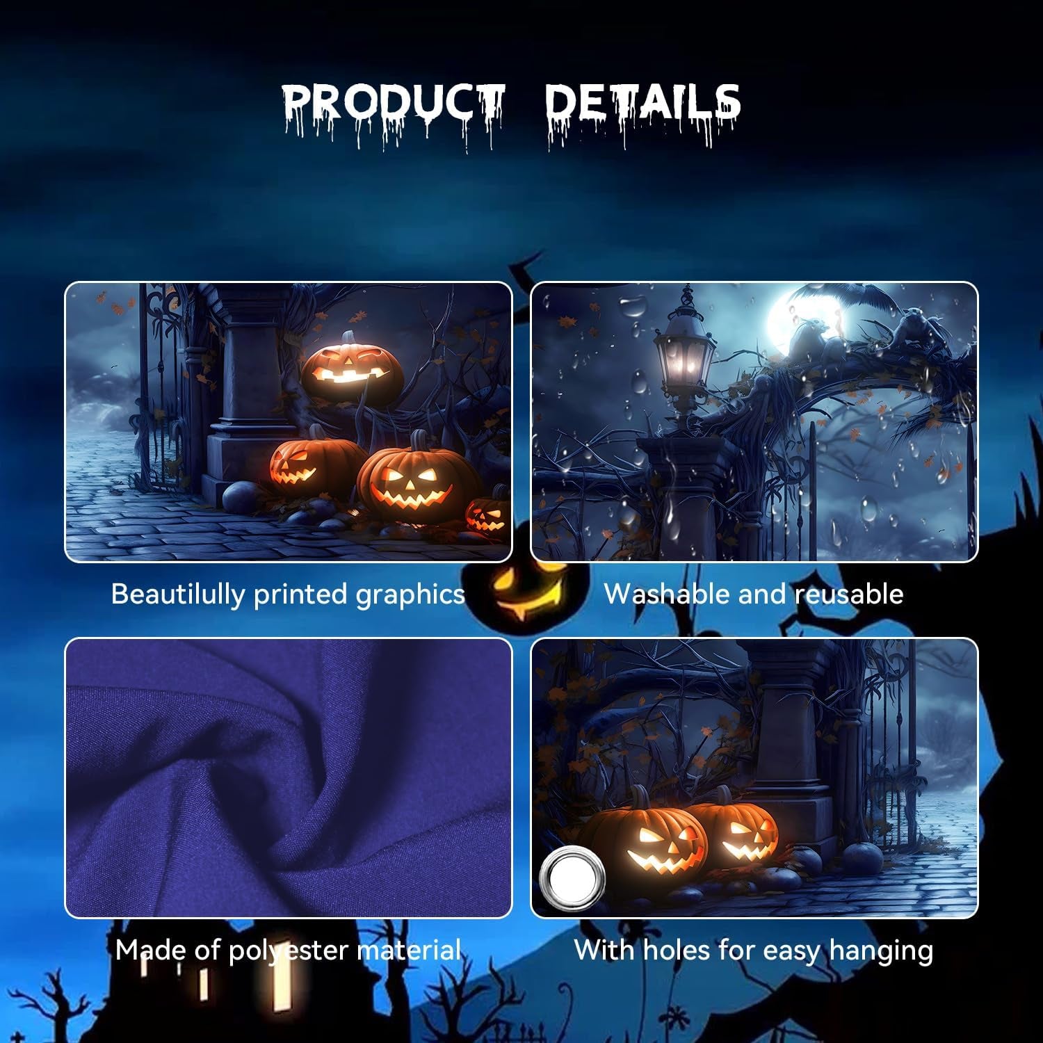 Halloween Garage Door Cover 7X16 Ft - Outdoor Decor for Parties and Photos